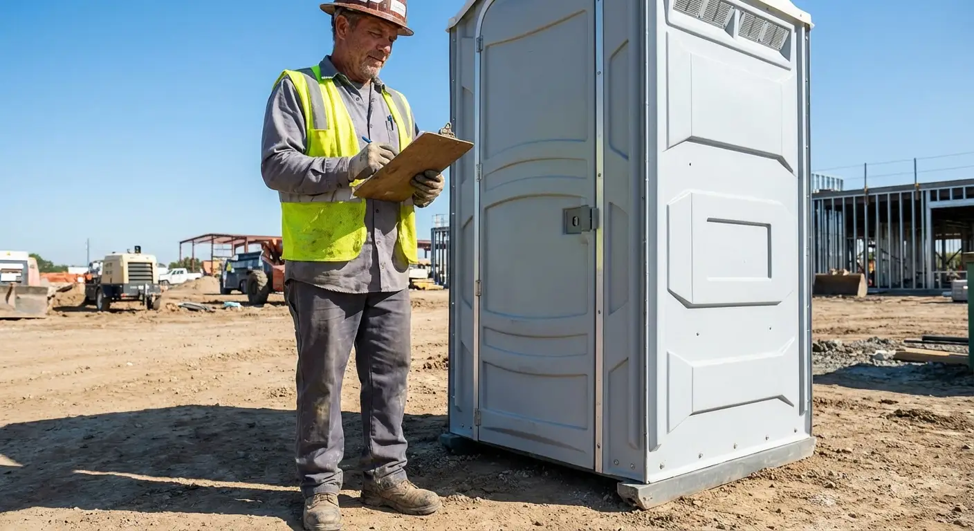 Portable toilet delivery truck ready for service in Staten Island, NY