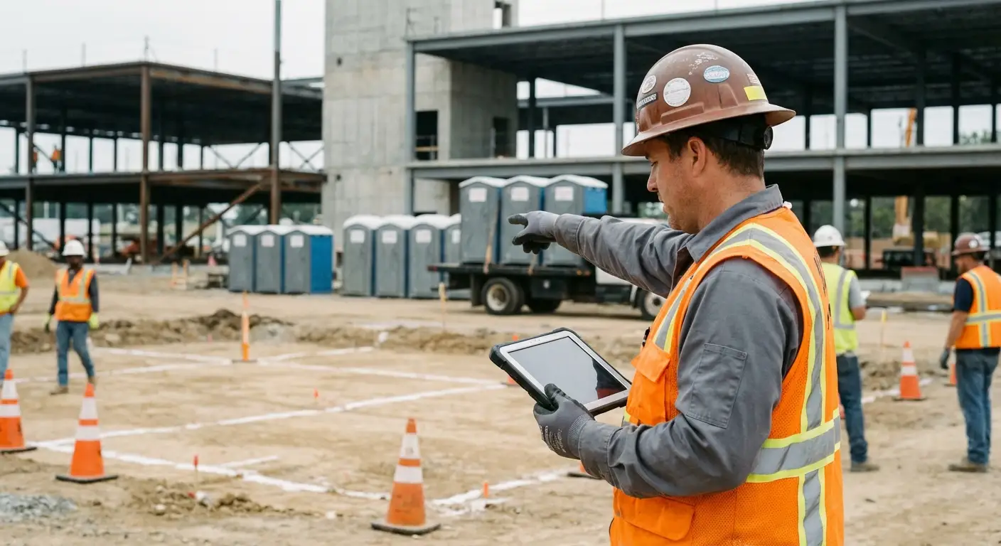 Construction site portable toilet placement planning in Staten Island, NY
